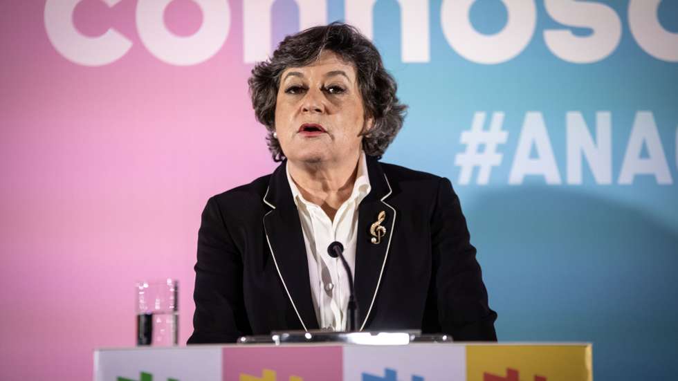Ana Gomes na sede de campanha após a divulgação dos resultados
