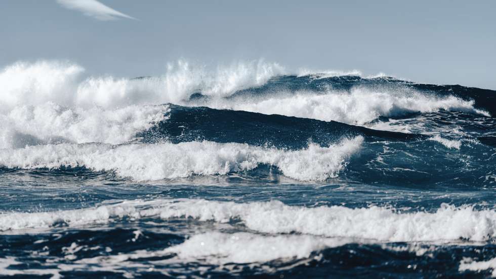 Waves and rough blue ocean sea, Fuerteventura