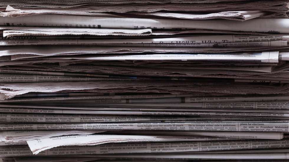 Stack of newspapers, close-up