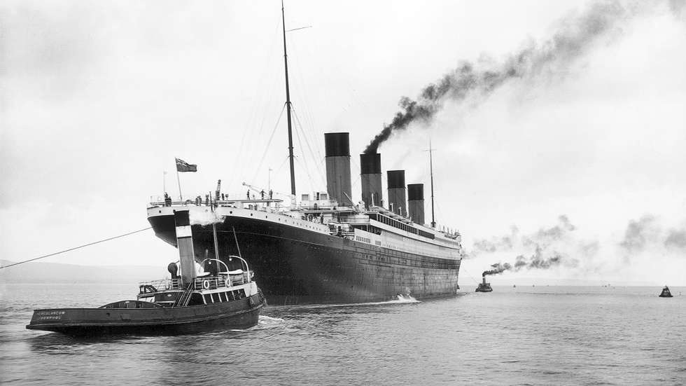 UK: RMS Titanic leaving Belfast for her sea trials on 2 April 1912
