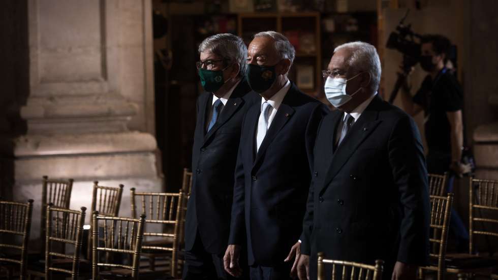 Cerimónia de concessão de Honras de Panteão Nacional a Aristides Sousa Mendes com a presença das mais altas figuras do Estado português como Marcelo Rebelo de Sousa, o Presidente da República, Eduardo Ferro Rodrigues, presidente da Assembleia da República e António Costa, primeiro-ministro. Lisboa, 19 de outubro de 2021. JOÃO PORFÍRIO/OBSERVADOR