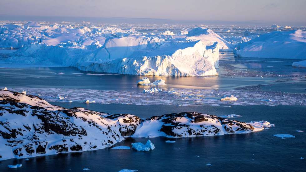 Icebergs affected by climate change in Greenland