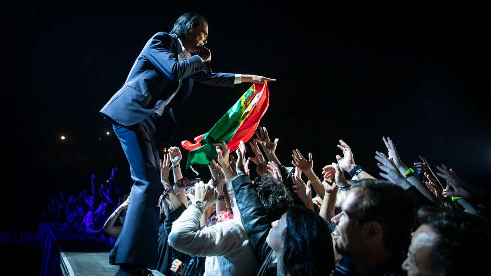 Nick Cave fotografado este sábado à noite no Parque da Bela Vista, em Lisboa, durante o festival Kalorama