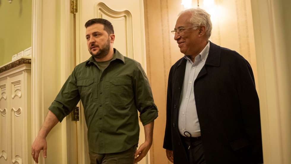 António Costa no fim da conferência de imprensa com o presidente da Ucrânia Zelensky