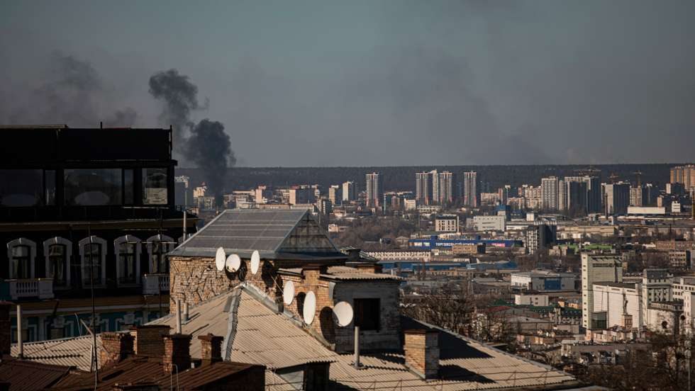 Bombardeamentos perto do cidade da cidade de Kiev. A Rússia, a mando do seu presidente, Vladimir Putin, invadiu a Ucrânia no passado dia 24 de fevereiro de 2022. Kiev, Ucrânia, 21 de março de 2022. JOÃO PORFÍRIO/OBSERVADOR
