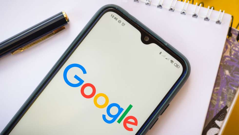 In this photo illustration the Google LLC logo seen