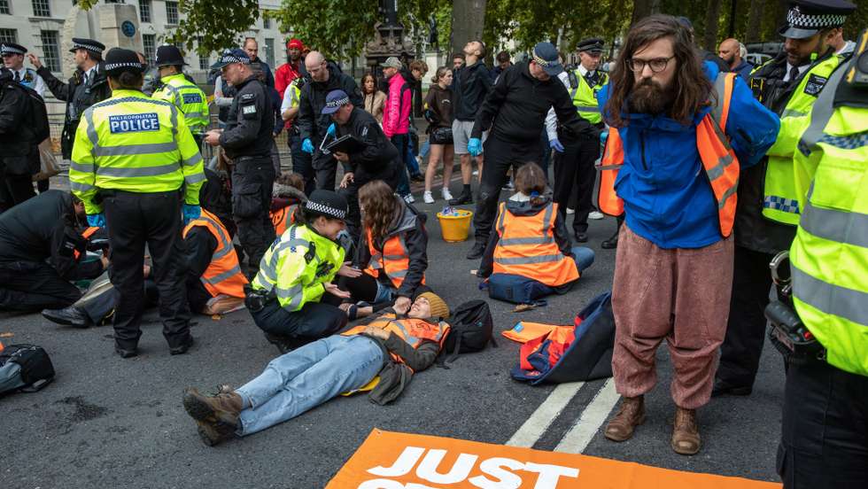 Just Stop Oil Target New Scotland Yard London