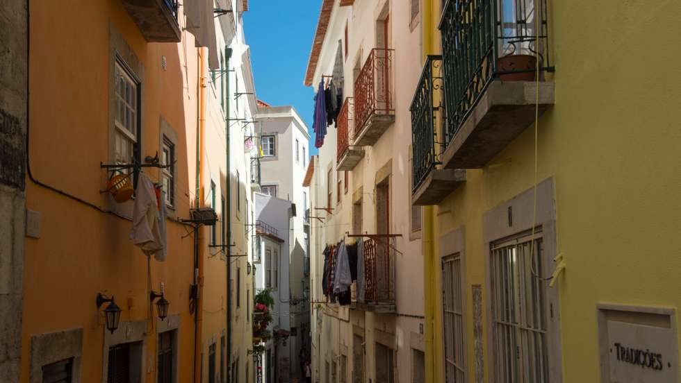 Street scene in the traditional Alfama, the old quarter of,
