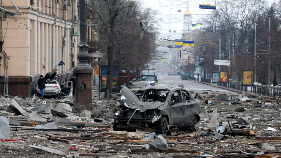 Kharkiv, segunda maior cidade da Ucrânia, no dia 1 de março