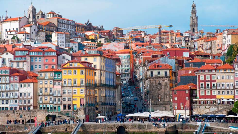 Placa da Ribeira. City Porto (Oporto) at Rio Douro in the north of Portugal. The old town is listed as UNESCO world heritage. Portugal. southern Europe. Europe
