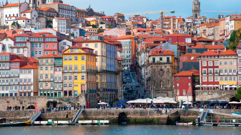 Placa da Ribeira. City Porto (Oporto) at Rio Douro in the north of Portugal. The old town is listed as UNESCO world heritage. Portugal. southern Europe. Europe