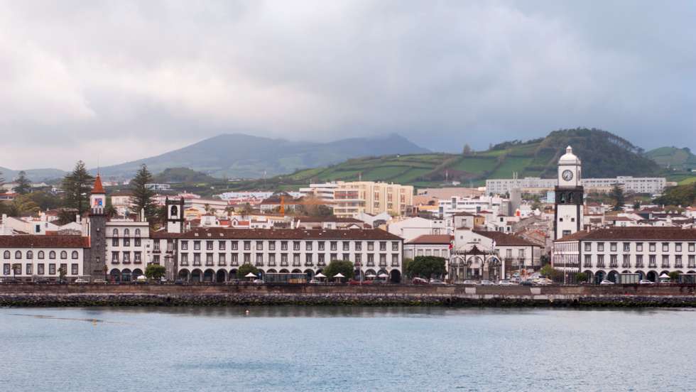 View of Ponta Delgada on Sao Miguel Island in the Azores,