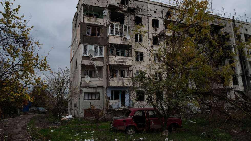 Recently recaptured village of Archangelske in Kherson Oblast, Ukraine
