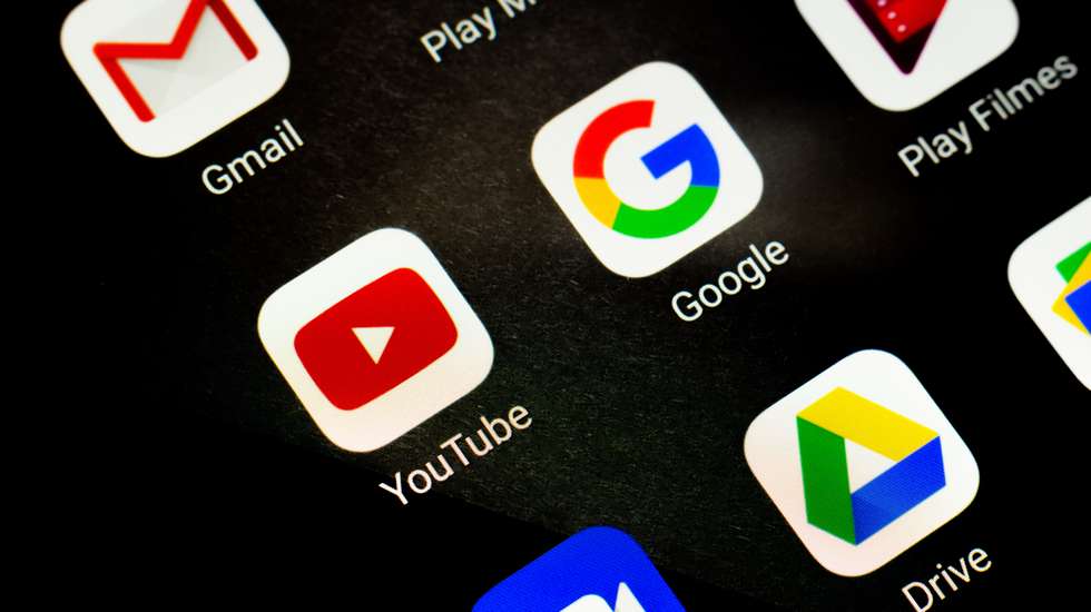 In this photo illustration, Gmail, Play Music, YouTube,