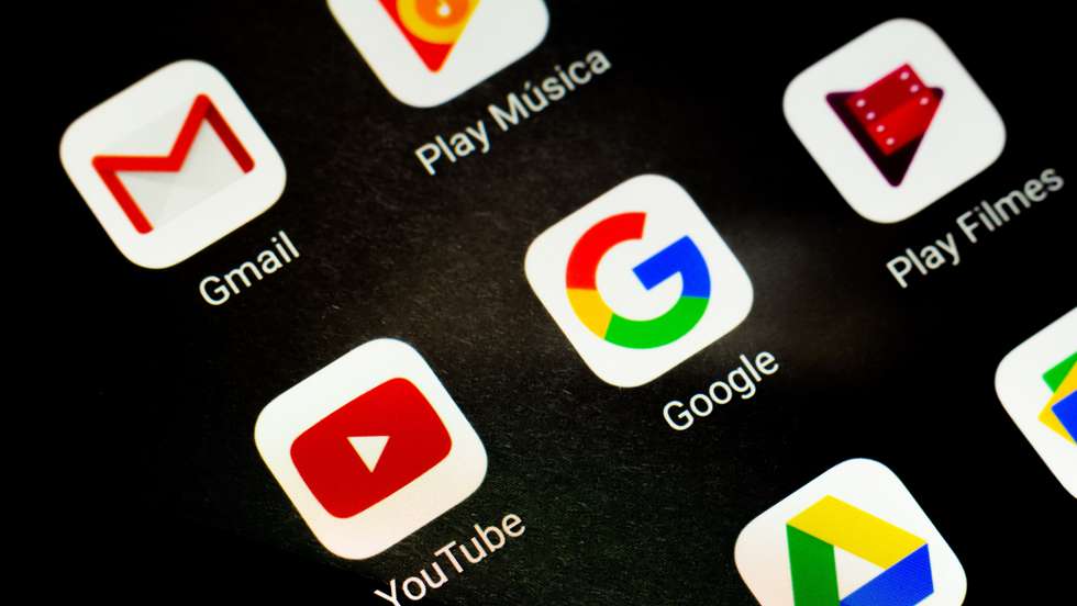In this photo illustration, Gmail, Play Music, YouTube,