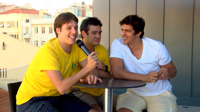 Fábio Porchat, Marcos Veras e Rafael Infante: o bom humor reinou em toda a entrevista