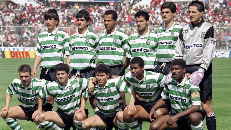 Sporting terminou em quarto lugar em 1991/92, atrás de FC Porto, Benfica e Boavista. Legenda (correspondente a visita à Luz na época 1990/91): Em cima, da esq para a direita: Miguel, João Luís, Luizinho, C. Xavier, Leal e Ivkovic. Em baixo, pela mesma ordem: Filipe, Litos, Balakov, Careca e Oceano