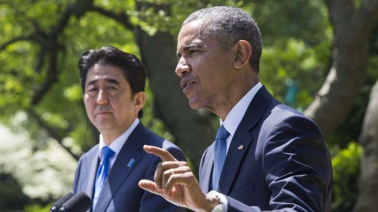 O primeiro-ministro japonês está em visita oficial aos Estados Unidos