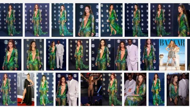 Estas são as imagens que aparecem no Google Images quando inserimos "Jennifer Lopez Grammy 2000"