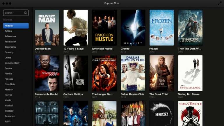 O Popcorn Time disponibiliza séries e filmes recentes, muitas vezes ainda em cartaz