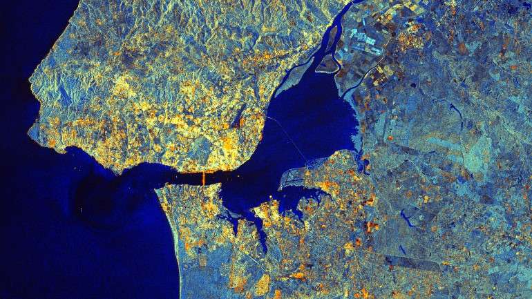 Imagem de Lisboa, captada pelo satélite Sentinel-1A