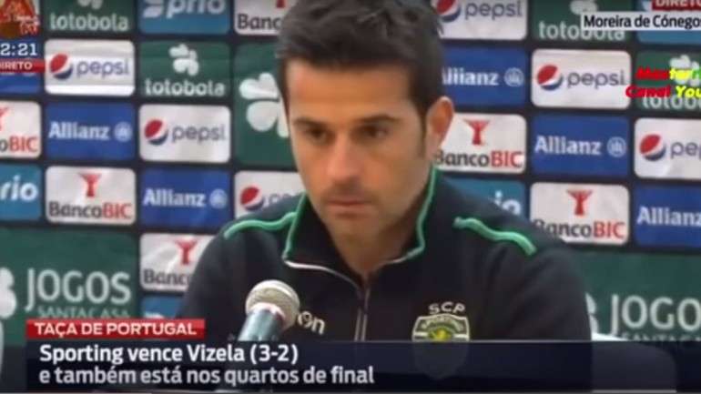 Marco Silva numa conferência de imprensa depois do jogo do Sporting contra o Vizela
