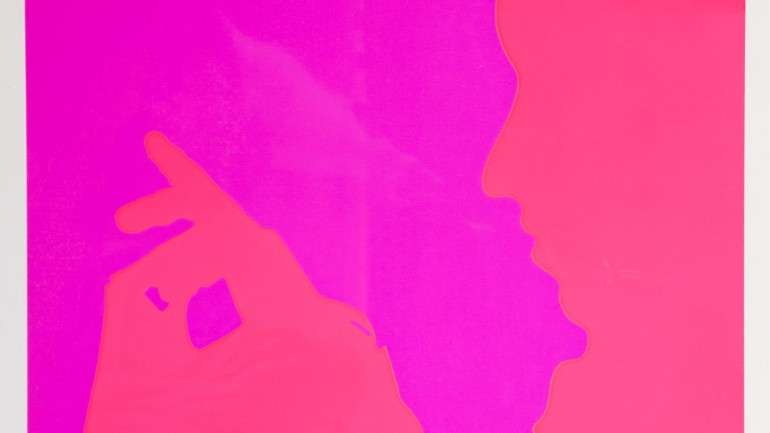 Sombra projectada | Serigrafia em rodhoïd rosa fluor, Col. da artista