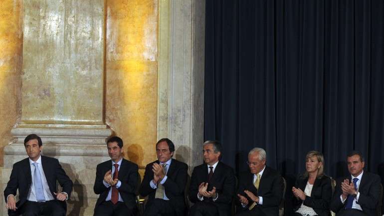 Os ministros na tomada de posse há quatro anos
