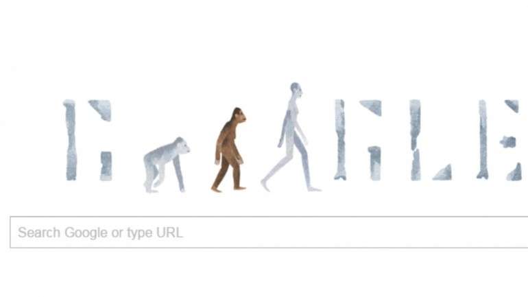 O Doodle especial mostra a evolução do bipedalismo de uma forma simplificada.