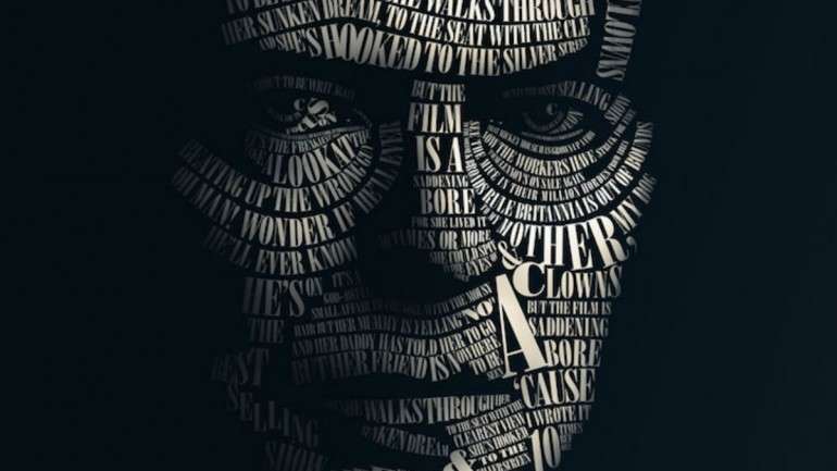 "Typeface" de Willem Rabe com as letras das canções de David Bowie gravados no rosto do artista