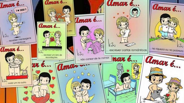 O casal de namorados da coleção Amor É foi criado pela neozelandesa Kim Grove em 1967.