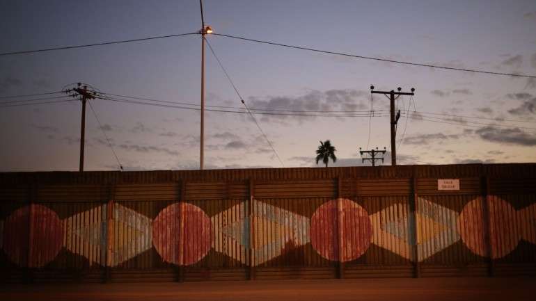 A fronteira com o México, visto do lado de Calexico, na California