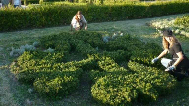 Um dos 30 brasões florais fazem parte do desenho do Jardim da Praça do Império, em Belém