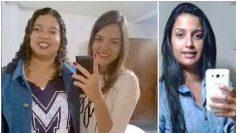 Na fotografia, vê-se Michelle, à esquerda, Lidiana, ao centro, e Thayane à direita