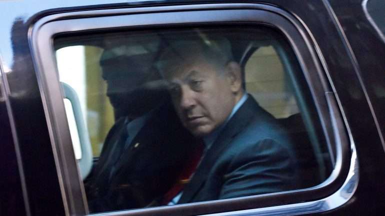 Netanyahu à saída de um encontro com Trump, quando este ainda era apenas candidato, a 25 de setembro