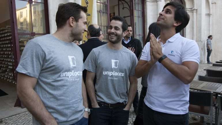 Os fundadores da Uniplaces na inauguração do novo escritório, no Rossio, em Lisboa, em março de 2016