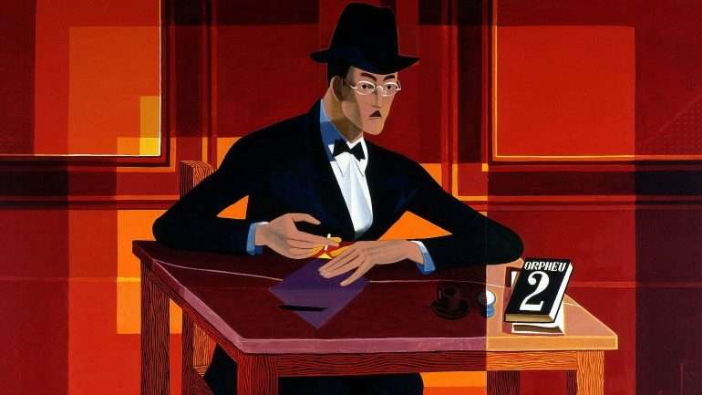 "Retrato de Fernando Pessoa", um dos quadros que Almada Negreiros fez de Fernando Pessoa a escrever. Ambos eram membros da Geração d' Orpheu