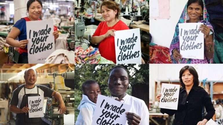 O movimento #WhoMadeMyClothes quer que as pessoas que fazem a nossa roupa saiam do anonimato e sorriam para a fotografia.