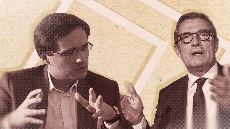 Miguel Barreto (à esquerda), ex-diretor-geral da Energia, vendeu em 2011 à EDP 40% do capital de uma empresa de certificação energética por cerca de 1,4 milhões de euros. Juntamente com António Mexia (à direita), líder da elétrica, é arguido no caso EDP.