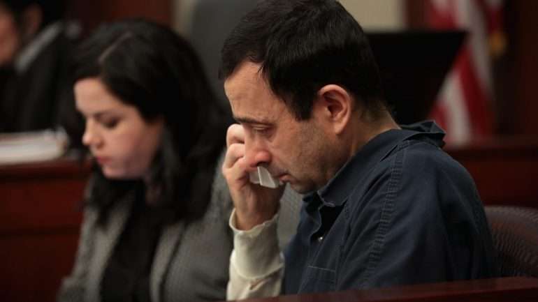 Larry Nassar na audiência de terça-feira, no Michigan