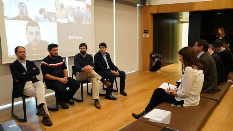Os quatro empreendedores portugueses, no evento Seed Race da EDP