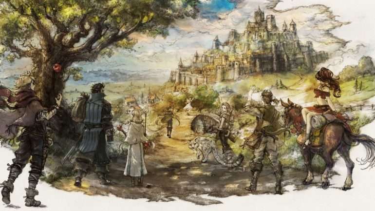 Os oito protagonistas do jogo, cujas iniciais formam a palavra Octopath.