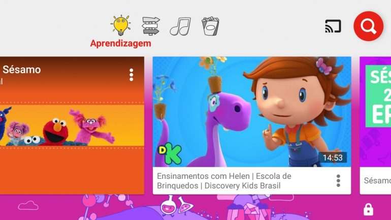 O visual do YouTube Kids é simplificado e pode ter apenas os vídeos que os pais querem que os filhos vejam