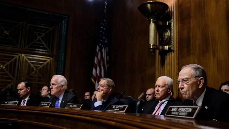 Alguns dos senadores presentes no Comité Judicial que interrogaram Ford e Kavanaugh