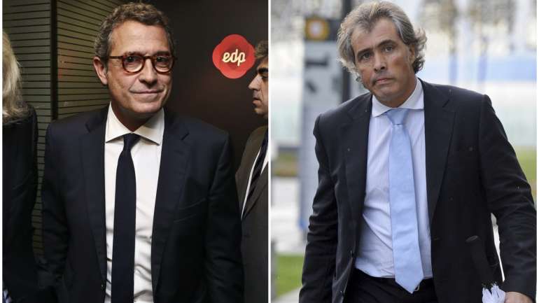 António Mexia, presidente executivo da EDP (à esquerda), e João Medeiros, seu advogado (à direita).