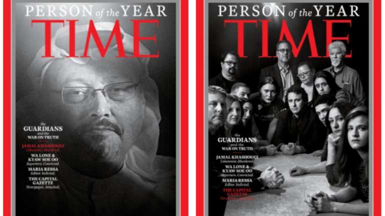 Há quatro capas da Time em 2018 para o "Person of the Year"