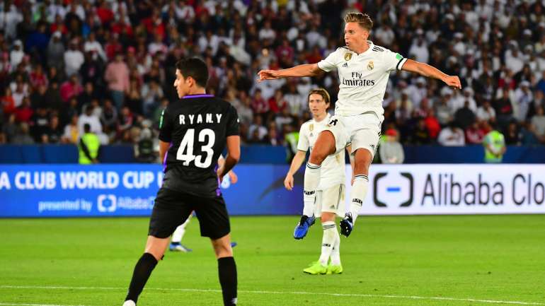 Marcos Llorente apontou assim o primeiro golo nos seniores do Real Madrid, num remate de fora da área