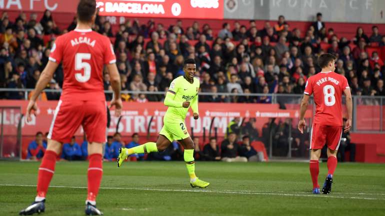 Nelson Semedo, que na quarta-feira jogou na esquerda para a Taça com o Sevilha, voltou à direita e inaugurou marcador no Montilivi