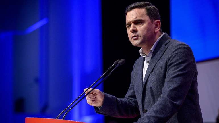 Pedro Marques discurssa na Convenção Nacional do Partido Socialista em que foi anunciado como cabeça de lista para as Europeias