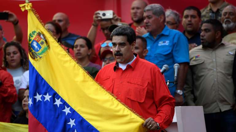 Nicolas Maduro numa manifestação na quarta-feira, assinalando o 1.º de Maio